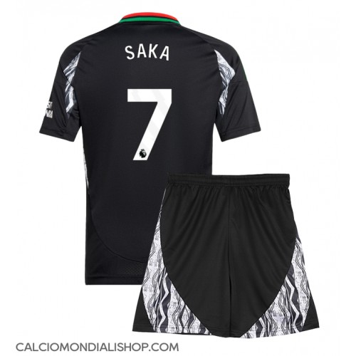 Maglie da calcio Arsenal Bukayo Saka #7 Seconda Maglia Bambino 2024-25 Manica Corta (+ Pantaloni corti)